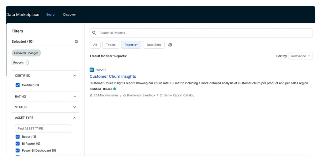 An example of a Collibra Data Marketplace
