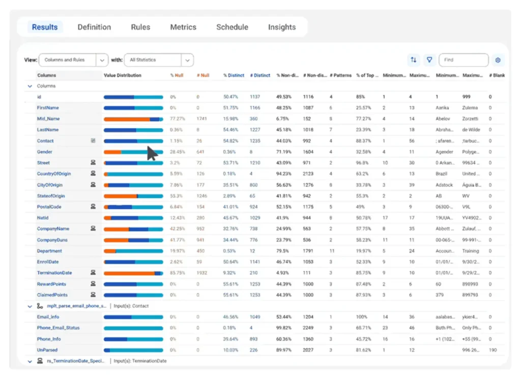 A screen from Informatica Data Quality tool